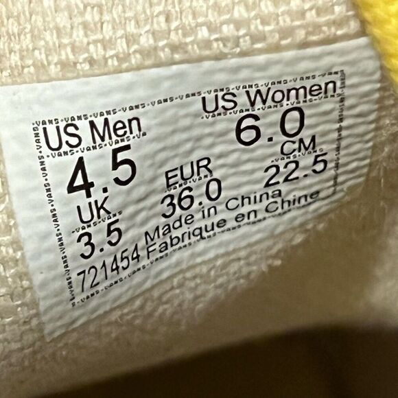 Womens VANS Authentic Yellow Checkerboard Low Top Shoes / Size 6 - Picture 8 of 9